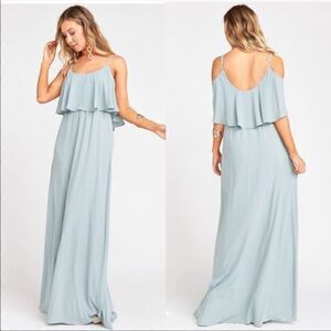 Show Me Your Mumu Caitlin Maxi Dress Medium Light Blue Ruffle SMYM